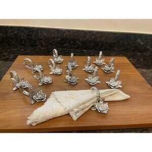 14 princess  house silver plate rose floral napkin rings